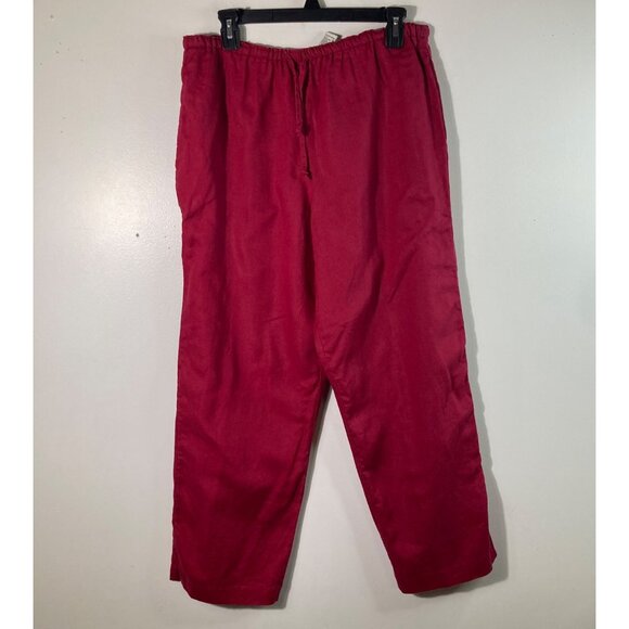 Womens Josephine Chaus Linen Pull On Pants Red MP Linen Stretch Waist - Picture 1 of 7